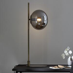 Markslöjd Lampă de masă Dione, alamă/gri fumuriu, sticlă, fier, Auriu / Alamă, Camera de zi / sufragerie, Metal