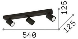 Ideallux Ideal Lux Rudy Spot rotund pentru tavan, negru, 3 lumini, metalic,, Negru, Camera de zi / sufragerie, Aluminiu, Modern