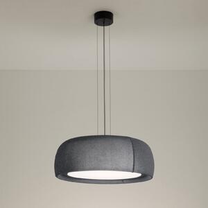 LEDS-C4 Lampă suspendată LED Gong, gri, 2.700 K, Ø 61,2 cm, țesătură, reglabil, Gri, Camera de zi / sufragerie, Țesătură / Textil, Modern
