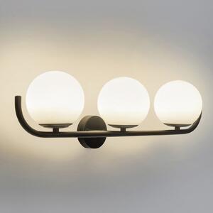 Forlight Aplica de perete Sfera Triple, negru, sticlă, lățime 58 cm, reglabil, Negru, Baie, Aluminiu, Modern