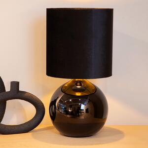 Lucide Lampă de masă Esterad, negru, Ø 24 cm, înălțime 47 sticlă, Negru, Camera de zi / sufragerie, Sticlă