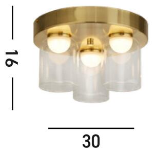 Plafonieră LED Highball, culoare alamă, IP44, sticlă