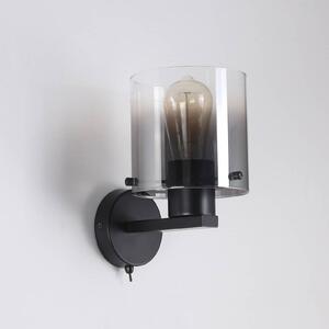 Searchlight Aplică de perete Sweden, negru/gri fumuriu, 1 bec, oțel, sticlă, reglabil, Negru, Camera de zi / sufragerie, Sticlă