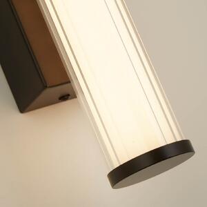 Searchlight Aplică de perete Clamp LED, oțel alb/negru, sticlă, IP44, reglabil, Negru, Baie, Sticlă