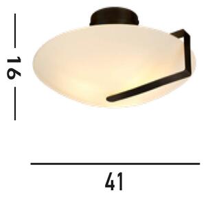 Plafonieră Sundial, negru/alb opal, oțel, sticlă, E27