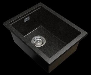 Gamma Decor 3850, chiuvetă granit cu 1 compartiment 380x500x207 mm, negru cu puncte aurii, GMA-ZLE000179