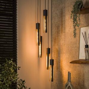 Zijlstra Lampă suspendată tub, negru, Ø 30 cm, metal, 5 becuri, reglabil, Negru, Camera de zi / sufragerie, Metal, Modern