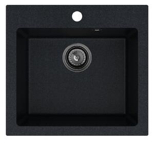 SINK Quality Chiuveta Quality Ferrum 50, chiuveta granit bucatarie 490x450x195 mm + sifon negru, brocart, SKQ-FER.B.1K50.XB