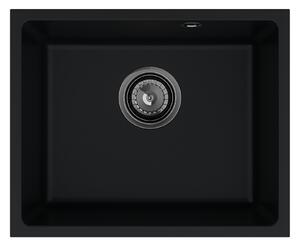 SINK Quality Chiuveta Quality Crypton 55, chiuveta granit bucatarie 460x375x205 mm + sifon negru, negru, SKQ-CRY.C.1KBO.55.XB
