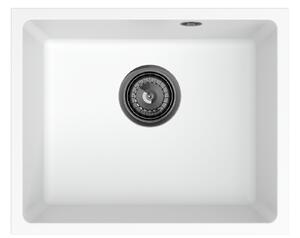 SINK Quality Chiuveta Quality Crypton 55, chiuveta granit bucatarie 460x375x205 mm + sifon negru, alb, SKQ-CRY.W.1KBO.55.XB