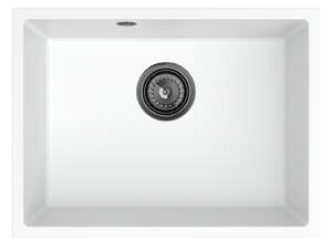 SINK Quality Chiuveta Quality Crypton 60, chiuveta granit bucatarie 535x400x205 mm + sifon negru, alb, SKQ-CRY.W.1KBO.60.XB