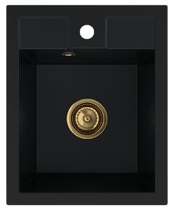 SINK Quality Chiuveta Quality Ferrum 40, chiuveta granit bucatarie 400x500x195 mm + sifon auriu, negru, SKQ-FER.C.1K40.XG