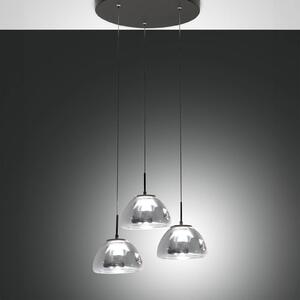 Fabas Luce Lucille Lampă suspendată LED, 3 becuri, gri fum, CCT, dimabil, reglabil, Negru, Camera de zi / sufragerie, Sticlă
