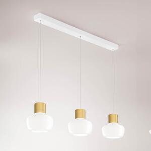 Fabas Luce Lampă suspendată LED cinema, 3 becuri, alungită, alb, sticlă, reglabil, Alb, Camera de zi / sufragerie, Sticlă