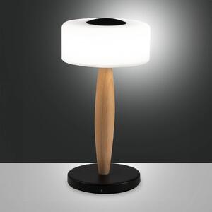 Fabas Luce Elea LED lampă de masă, negru, înălțime 29 cm, sticlă, lemn, reglabil, Lemn, Camera de zi / sufragerie, Lemn