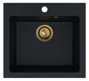 SINK Quality Chiuveta Quality Ferrum 50, chiuveta granit bucatarie 490x450x195 mm + sifon auriu, brocart, SKQ-FER.B.1K50.XG