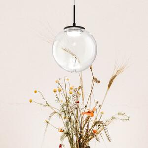 Fabas Luce Lampă suspendată LED Ariel, 1 bec, Ø 15cm, sticlă, dimabil, CCT, reglabil, Negru, Camera de zi / sufragerie, Sticlă, Modern
