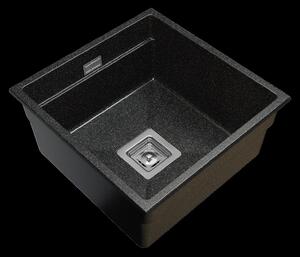 Gamma Decor 4445, chiuvetă granit cu 1 compartiment 440x450x215 mm, negru cu puncte aurii, GMA-ZLE000127