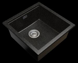 Gamma Decor 4850, chiuvetă granit cu 1 compartiment 480x500x215 mm, negru cu puncte aurii, GMA-ZLE000164