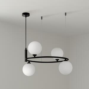 Maytoni lampă suspendată Ring, alb/negru 4 becuri sticlă 44 x 39 cm, reglabil, Negru, Camera de zi / sufragerie, Metal, Modern, glob