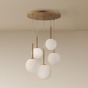 Maytoni lampă suspendată Forma de bază, aur, Ø 58 cm 5 becuri, sticlă, reglabil, Auriu / Alamă, Camera de zi / sufragerie, Sticlă, Modern, glob