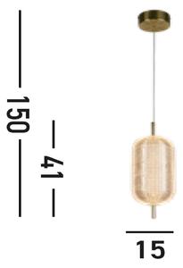 Lampă suspendată LED Capsule, culoarea alamei, fier, acrilic