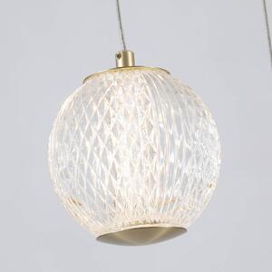 Searchlight Lampă suspendată LED Allure, 5 becuri, rotundă, culoare alamă, acrilic, reglabil, Auriu / Alamă, Camera de zi / sufragerie, Metal