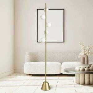Miloox by Sforzin Pomi lampadar, 5 becuri, culoare aurie, sticlă, înălțime 170 cm, reglabil, Auriu / Alamă, Camera de zi / sufragerie, Sticlă, Design, glob