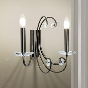 ORION Ariane aplică de perete, culoare nichel, lățime 37,5 cm, cristal, reglabil, Metalic, Camera de zi / sufragerie, Metal