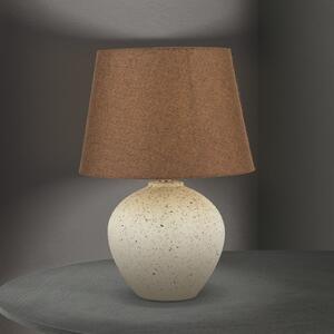 ORION Lampă de masă Masai, crem/maro, înălțime 46,5 cm, ceramică/lin, Bej, Camera de zi / sufragerie, Ceramică