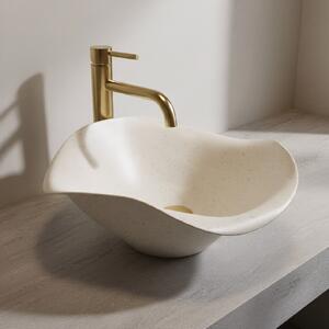Rea ART, lavoar ceramic de blat 390x390x160 mm, lucrat manual, model HM-35B, imitație piatră-bej, REA-U1959