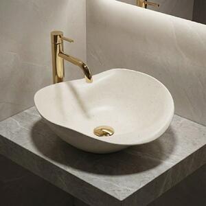 Rea ART, lavoar ceramic de blat 400x390x160 mm, lucrat manual, model HM-34B, imitație piatră-bej, REA-U0609