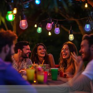 Calex ghirlandă luminoasă LED Vibey, lungime 10 m, telecomandă, RGBIC, CCT, Transparent, Plastic