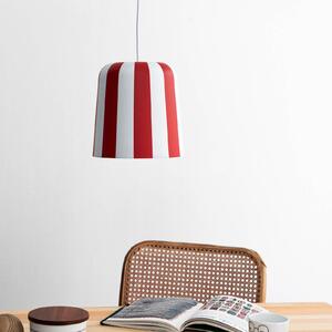 Dyberg Larsen Lampă suspendată Gry, roșu închis/alb, Ø 20 cm, reglabil, Roșu, Camera de zi / sufragerie, Metal, Scandinavă