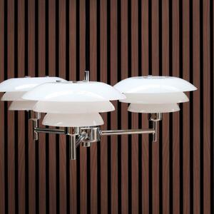 Dyberg Larsen Candelabru DL20, opal/cromo, Ø 50 cm, 3 becuri., reglabil, Metalic, Camera de zi / sufragerie, Metal, Design, Pandantiv cu flacără multiplă