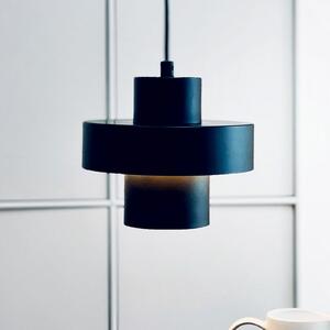 Dyberg Larsen Lampă suspendată Stoke, negru, Ø 20 cm, metal, reglabil, Negru, Camera de zi / sufragerie, Metal, Design