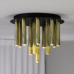 Markslöjd Plafonieră Gocce, 13 lumini, alamă/negru, fier, G9, reglabil, Auriu / Alamă, Camera de zi / sufragerie, Metal