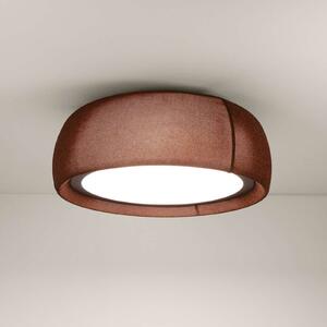 LEDS-C4 Plafonieră LED Gong, maro, 2.700 K, Ø 61,2 cm, reglabil, Maro / Rugină, Camera de zi / sufragerie, Țesătură / Textil, Modern