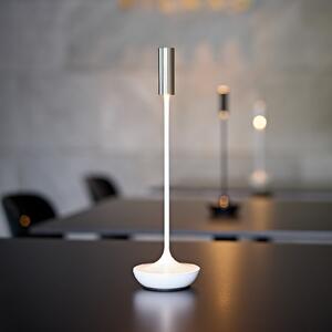 Sigor Nucandle LED lampă de masă reîncărcabilă, alb/argintiu, IP54, dimabil, reglabil, Alb, Camera de zi / sufragerie, Aluminiu