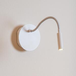 Lucide Spot de perete cu baterie LED Jolijn, alb, braț flexibil, Ø 11 cm, magnet, Alb, dormitor, Metal