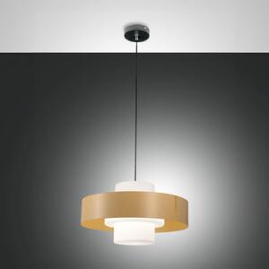 Fabas Luce Lampă suspendată Loto, culoare nisip, Ø 45 cm, metal, sticlă, E27, reglabil, Bej, Camera de zi / sufragerie, Metal
