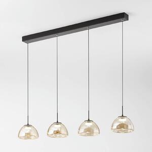 Fabas Luce Lampă suspendată LED Lucille, 4 becuri, culoare coniac, CCT, reglabil, Negru, Camera de zi / sufragerie, Sticlă