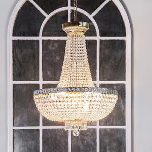 Maytoni Candelabru Bella, auriu, cristal, Ø 50 cm, reglabil, Auriu / Alamă, Camera de zi / sufragerie, Cristal