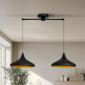 ROYALTECH Claus lampă suspendată, negru, lungime 85 cm, 2 becuri, metal, reglabil, Camera de zi / sufragerie, Metal
