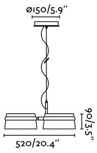 Lampă suspendată Loop LED, cireș/negru, lemn, lungime 52 cm