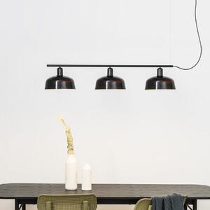 Lampă suspendată Tatawin, negru, sticlă, lungime 100 cm, 3 becuri