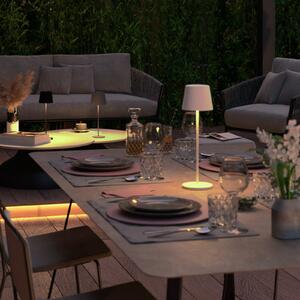Tint Müller Licht LED lampă de masă reîncărcabilă Dalia, aluminiu, alb, reglabil, Alb, Camera de zi / sufragerie, Aluminiu