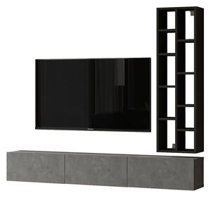 Comoda TV de perete Esmeralda culoare ciment - negru 74.5x27x145cm