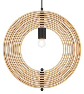 Maytoni Lampă suspendată Roots, formă sferică, Ø 43 cm, lemn/negru, reglabil, Lemn, Camera de zi / sufragerie, Lemn