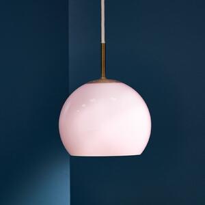 FRANDSEN Lampă suspendată Ball, opal rosé, Ø 18 cm, sticlă, reglabil, Roz / Rosé, Camera de zi / sufragerie, Sticlă, Design